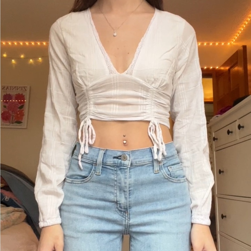 Aeropostale White Ruched Blouse